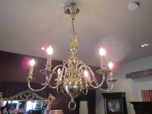 Large Edwardian Brass Chandelier