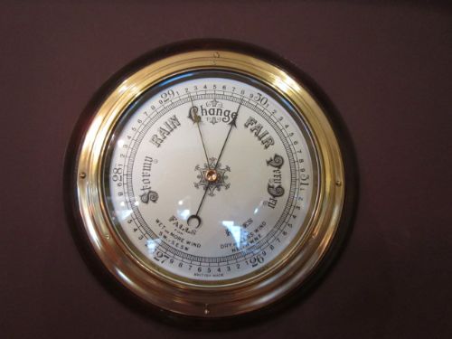 Large Edwardian Brass Marine Barometer