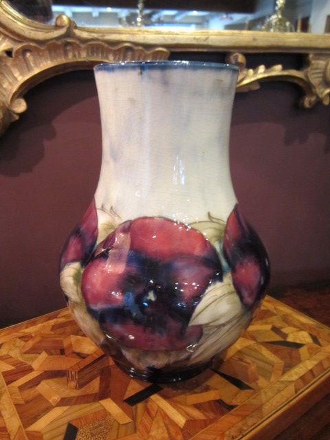 Early Moorcroft Pansy Grey Top Vase