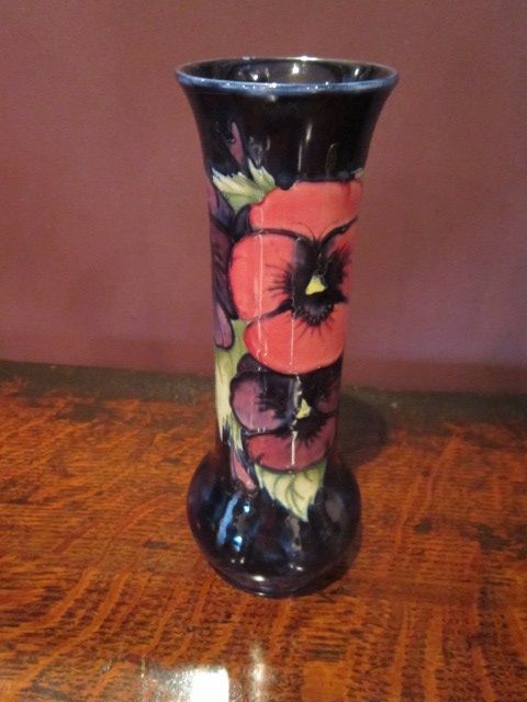 Unusual Moorcroft Tall Pansy Vase