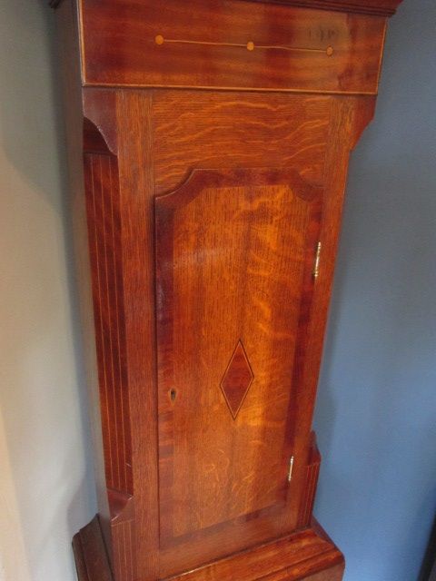 fig 1. PRETTY LATE GEORGIAN INLAID LONGCASE CLOCK