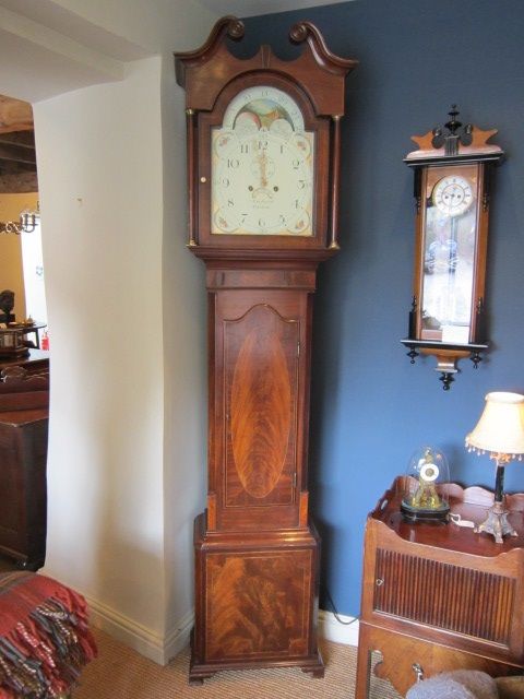 Fine Regency Inlaid Rolling Moon Longcase Clock