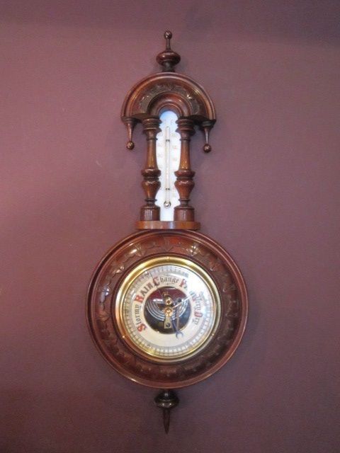Small Victorian Walnut Pendant Barometer