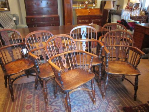 Rare Set of Six Georgian Windsor Armchairs