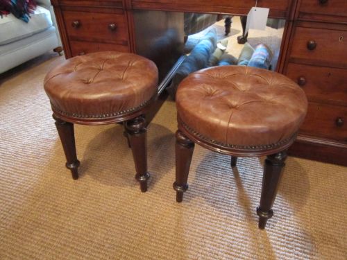 Pair of Early Victorian Leather Stools