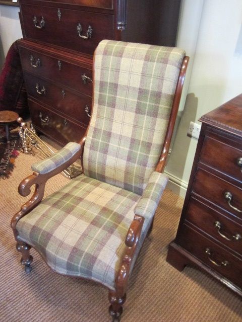 Early Victorian Scroll Back Armchair