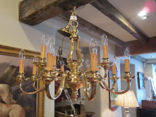 Unusual Edwardian Cast Brass Chandelier