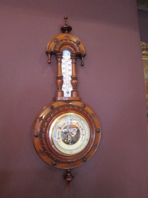Small Victorian Walnut Pendant Barometer