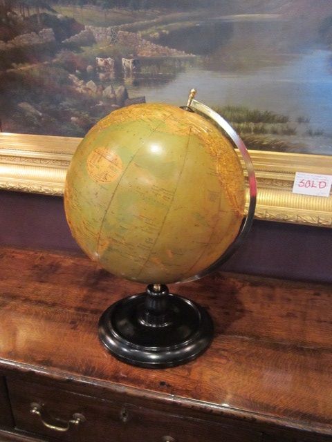 Unusual Phillips 14" Relief Terrestrial Globe