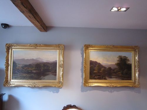 Fine Pair of Large Victorian Oils on Canvas