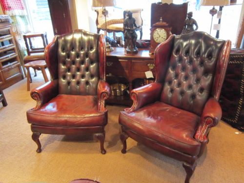 Pair George III Style Wing Armchairs