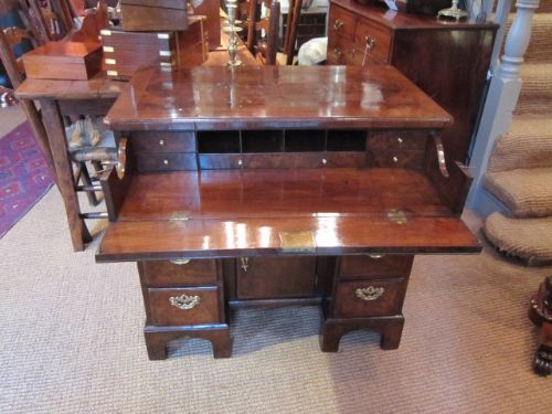 Superb George II Walnut Secretaire Kneehole Desk