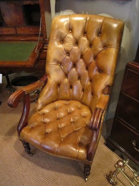 A Superb Early Victorian Leather Armchair