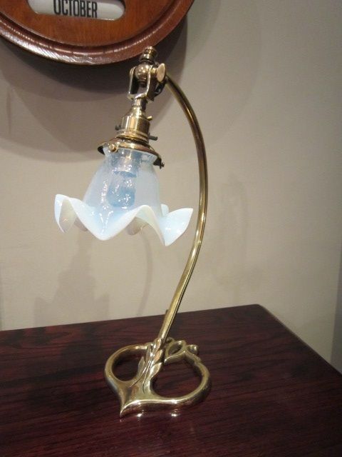 Elegant Art Nouveau Brass Table Lamp