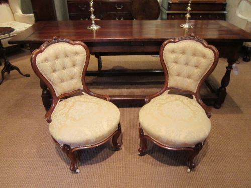 Lovely Pair of Victorian Walnut Occasional Chairs