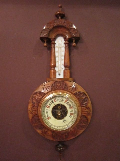 Small Victorian Walnut Pendant Barometer