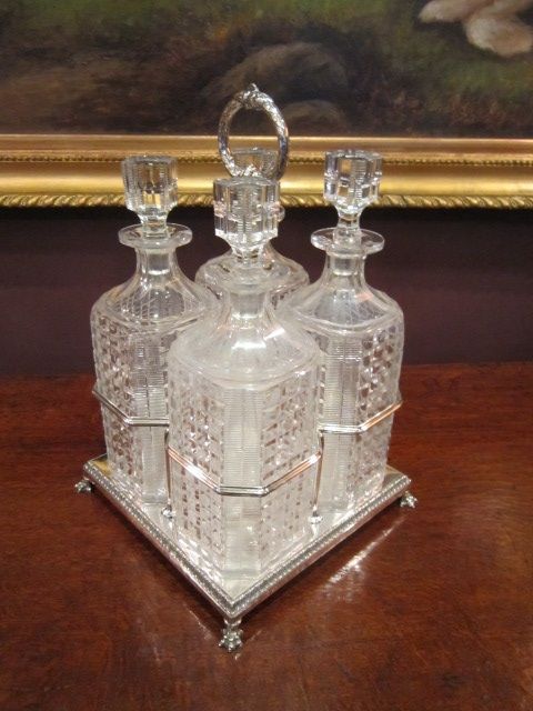 Outstanding Victorian Four Bottle Tantalus