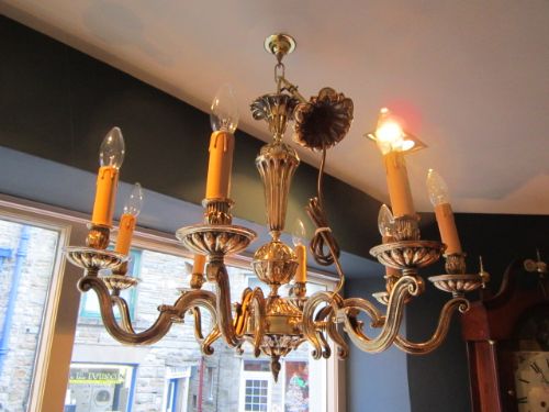 Edwardian Cast Bronze Eight Arm Chandelier