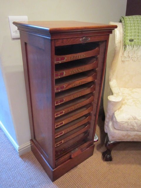 Quality Victorian Oak Tambour File Cabinet