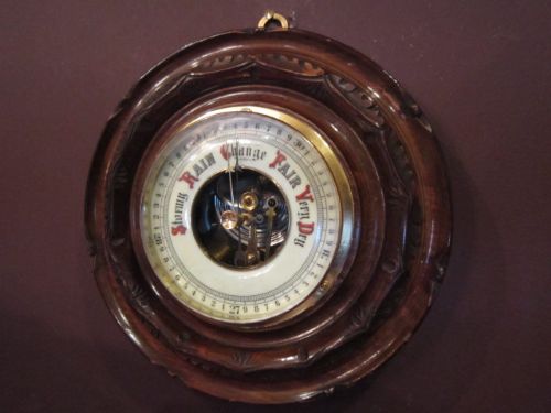 Victorian Walnut Aneroid Barometer