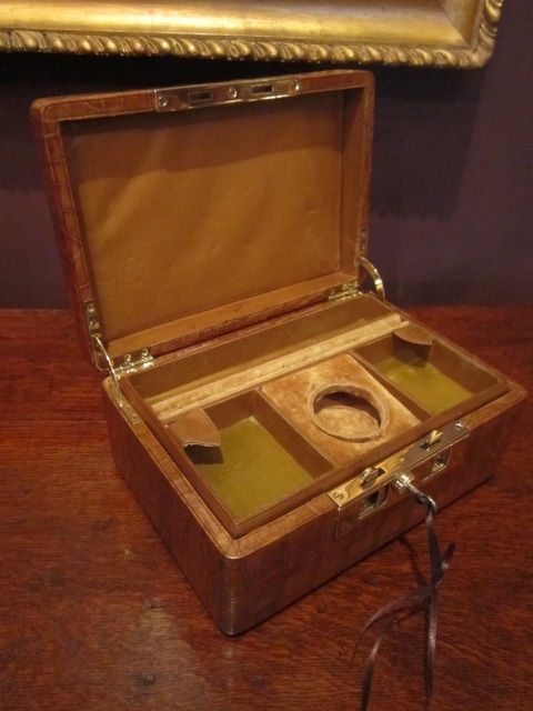 Superb Victorian Crocodile Skin Jewel Box