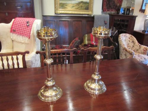 Impressive Pair of Victorian Church Candlesticks