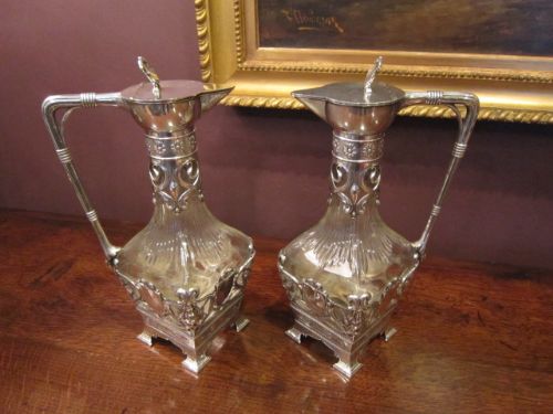 Superb Pair of Art Nouveau Claret Jugs