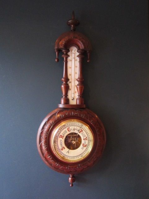 Large Victorian Walnut Pendant Barometer