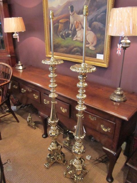 Superb Pair Edwardian Rococo Style Standard Lamps