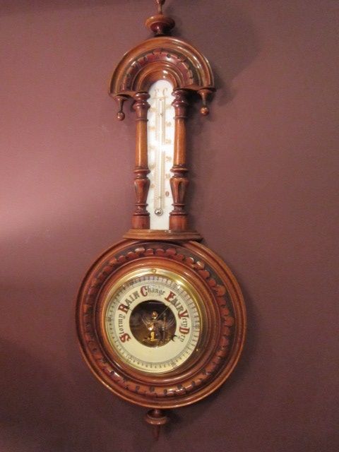 Small Victorian Walnut Pendant Barometer