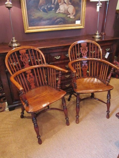 Superb Pair Named Low Back Windsor Armchairs