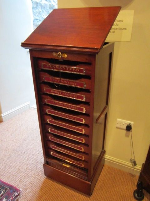 Superb Victorian Tambour Front Filing Cabinet