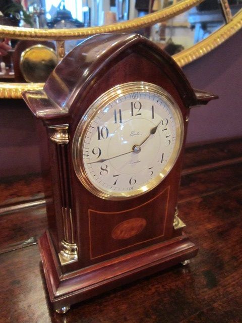 Edwardian Sheraton Inlaid Mantel Clock
