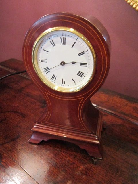 Edwardian Mahogany Inlaid Mantel Clock