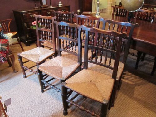 Set of Six George III Rush Seated Country Chairs