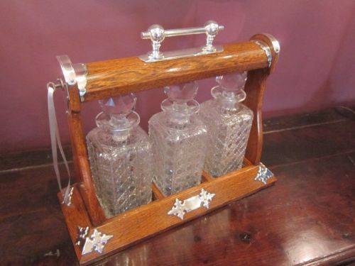 Top Quality Victorian Polished Oak Tantalus