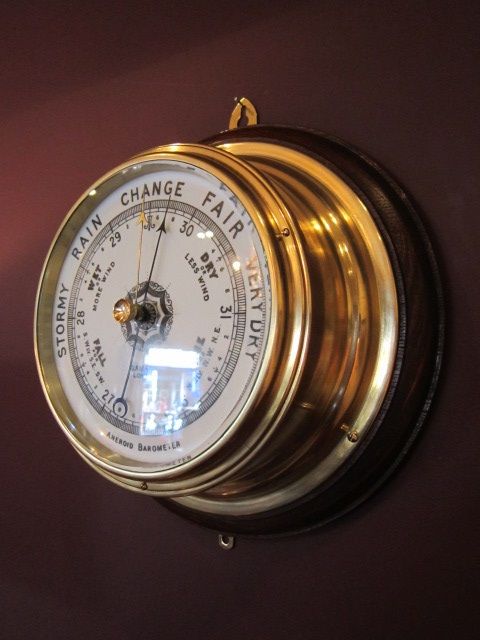 Large Victorian Brass Cased London Marine Barometer