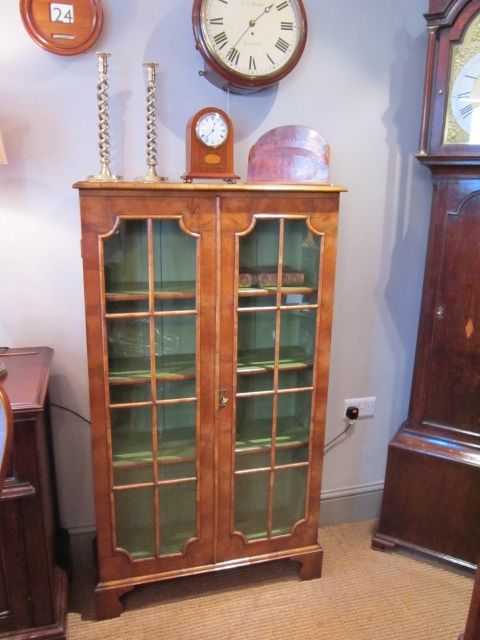 George I Style Walnut Glazed Bookcase