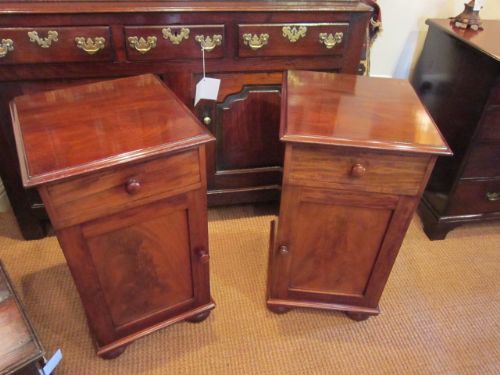Pair of Victorian Figured Mahogany Bedside Cabinets