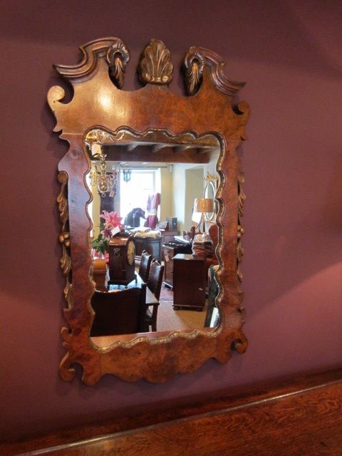 George III Walnut & Plaster Gilt Wall Mirror