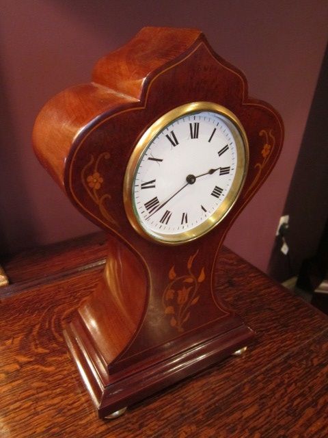 Art Nouveau Mahogany Inlaid Mantel Clock