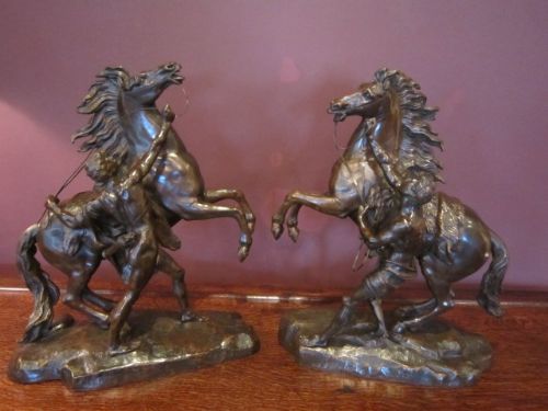 Impressive Pair of Large 19th Century Bronze Horses