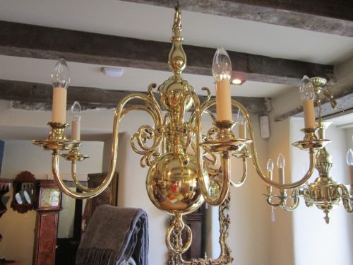 Large Edwardian Brass Chandelier
