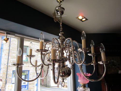 Superb Edwardian Nickel Plated Chandelier