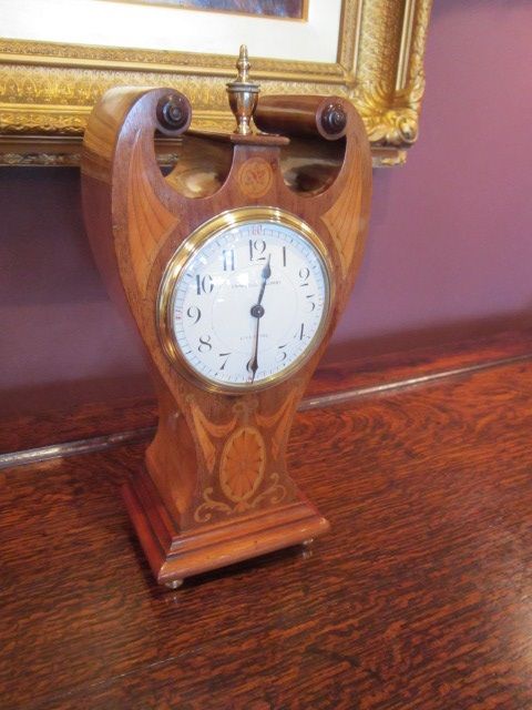 Fine Edwardian Sheraton Inlaid Mantel Clock