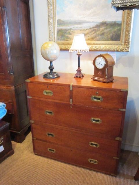 Mid Victorian Walnut Military Campaign Chest
