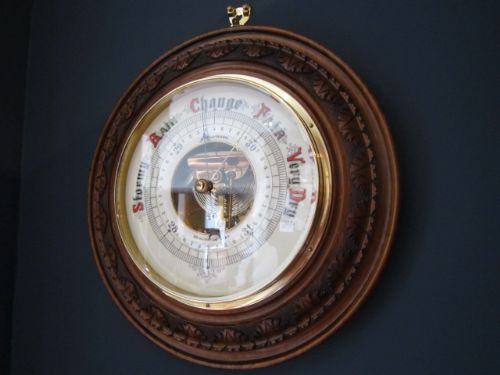 Superb Large Victorian Walnut Aneroid Barometer