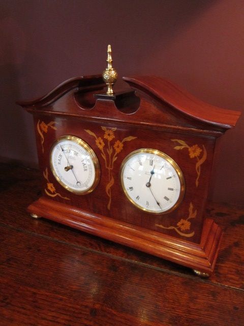 Fine Victorian Inlaid Clock Barometer