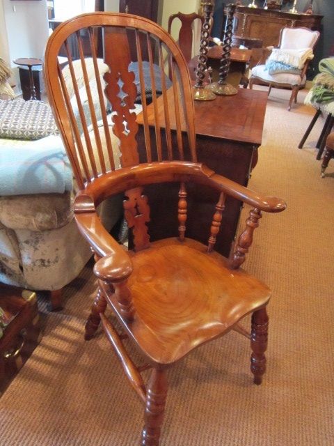 Large Early Victorian Yew Windsor Armchair