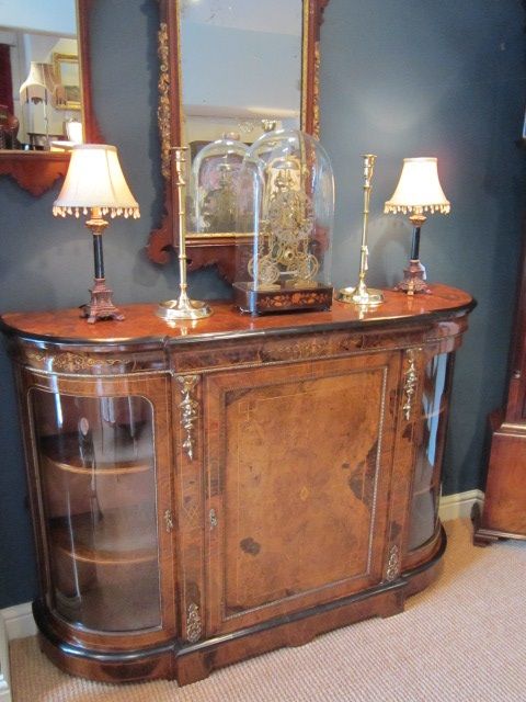 Stunning Victorian Burr Walnut Inlaid Credenza